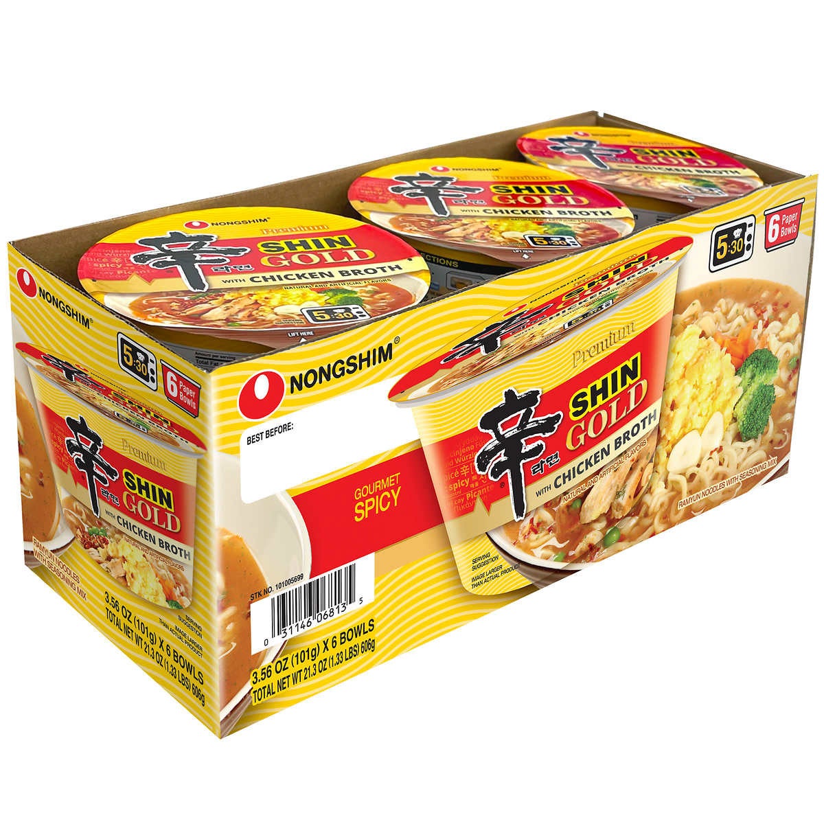 Nongshim Shin Gold Big Bowl Ramen Noodle Soup, 6 ct / 3.56 oz - Image 1
