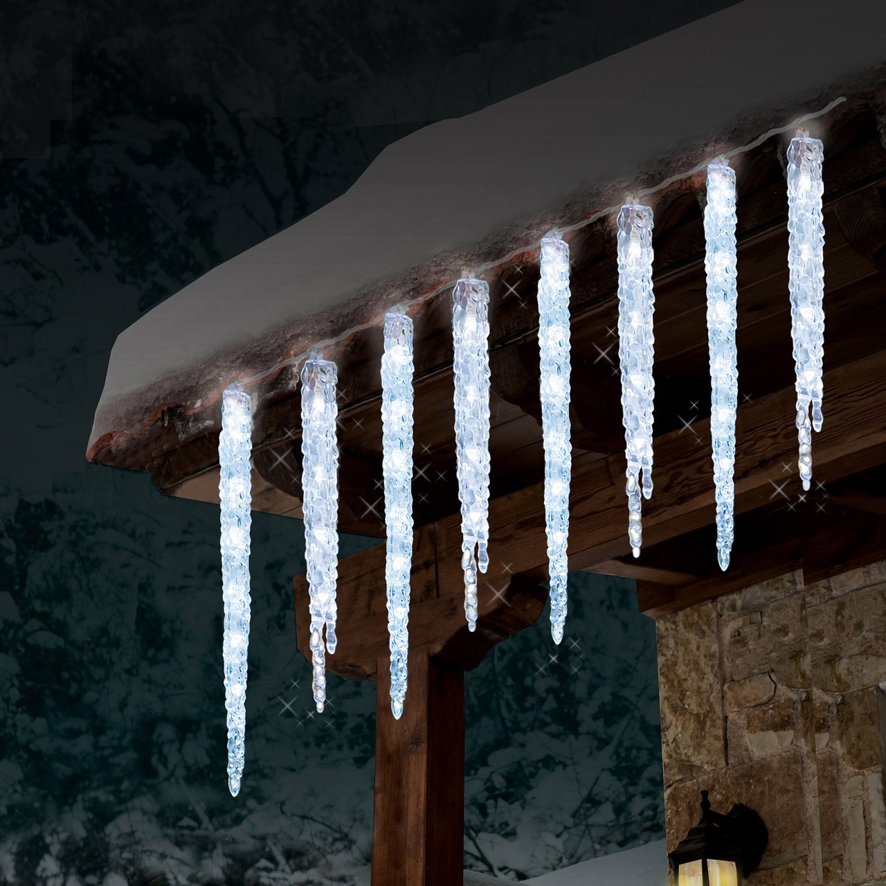 GE Twinkling LED Ice Crystal Icicle Lights, 20-Count - Image 1