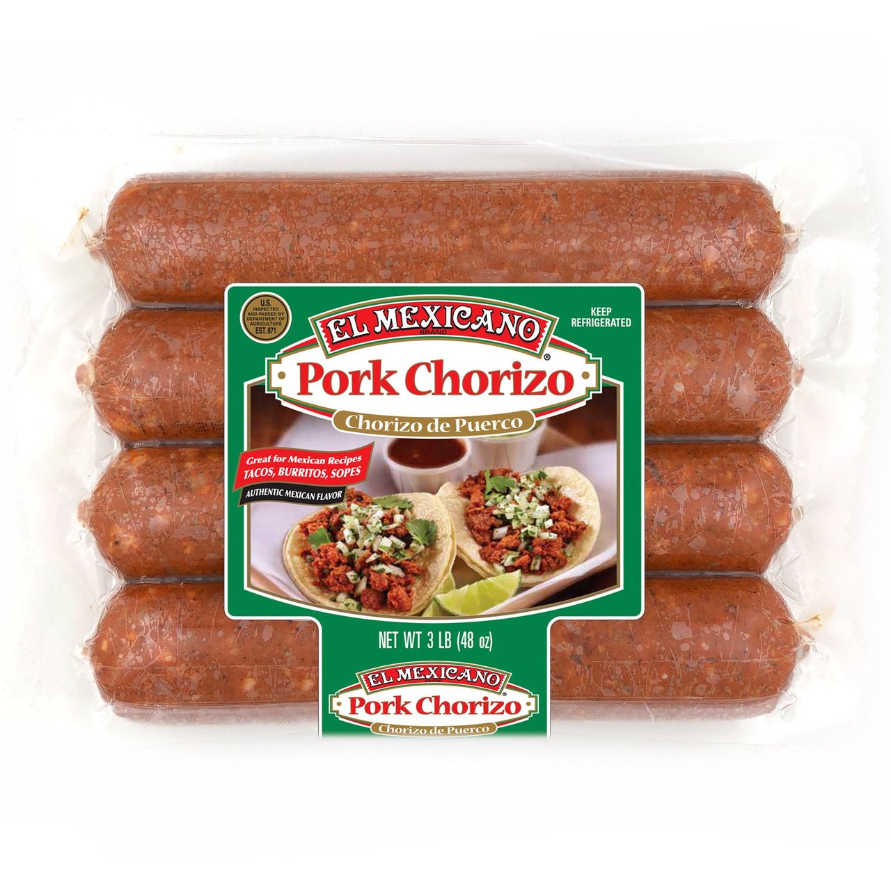 El Mexicano Pork Chorizo, 3 Pounds - Image 1