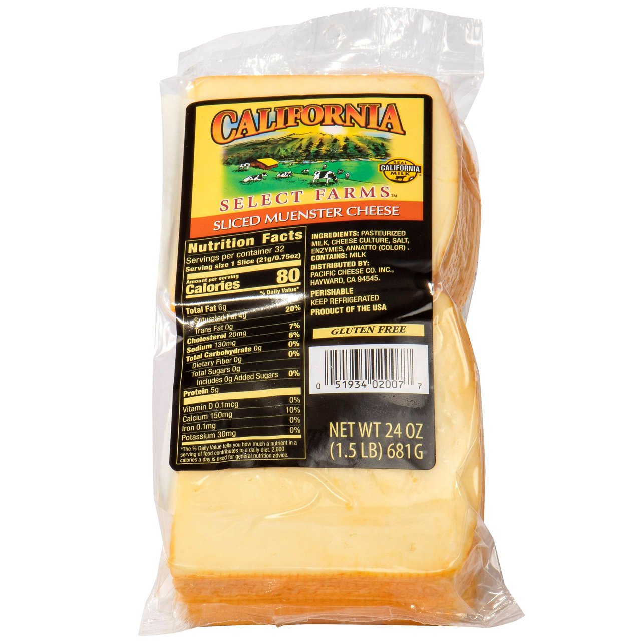 California Select Farm Sliced Muenster Cheese 1.5 lbs - Image 1