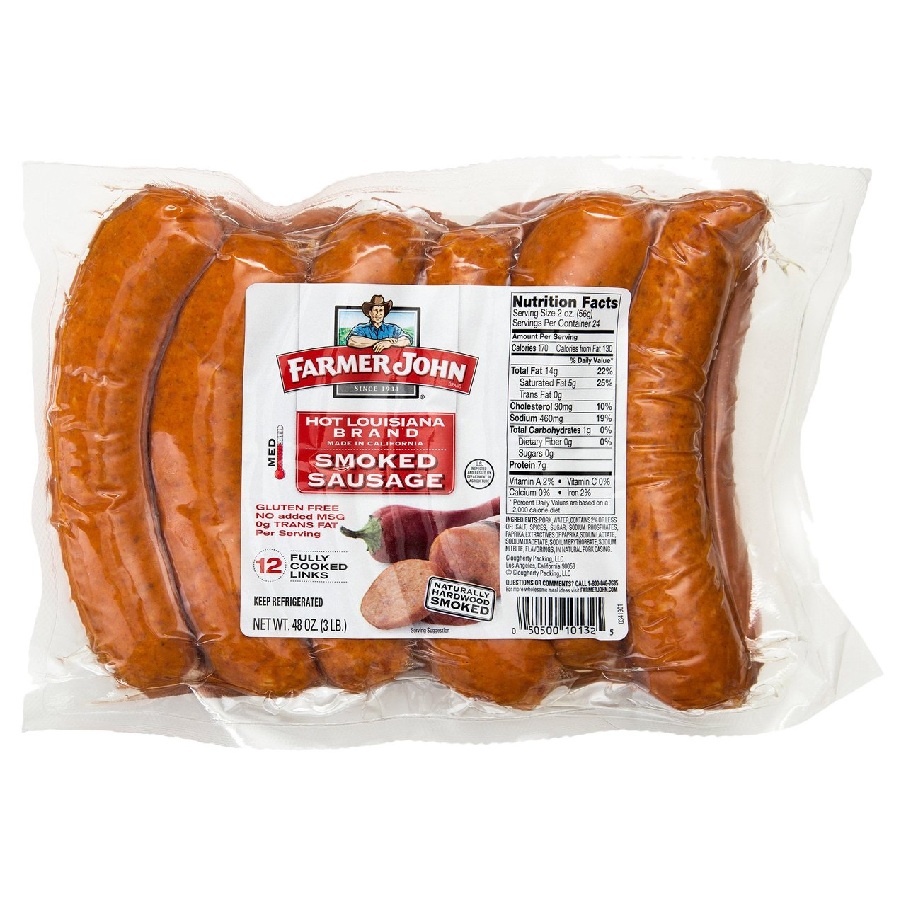 Farmer John Louisiana Hot Smoked Sausage 48 oz