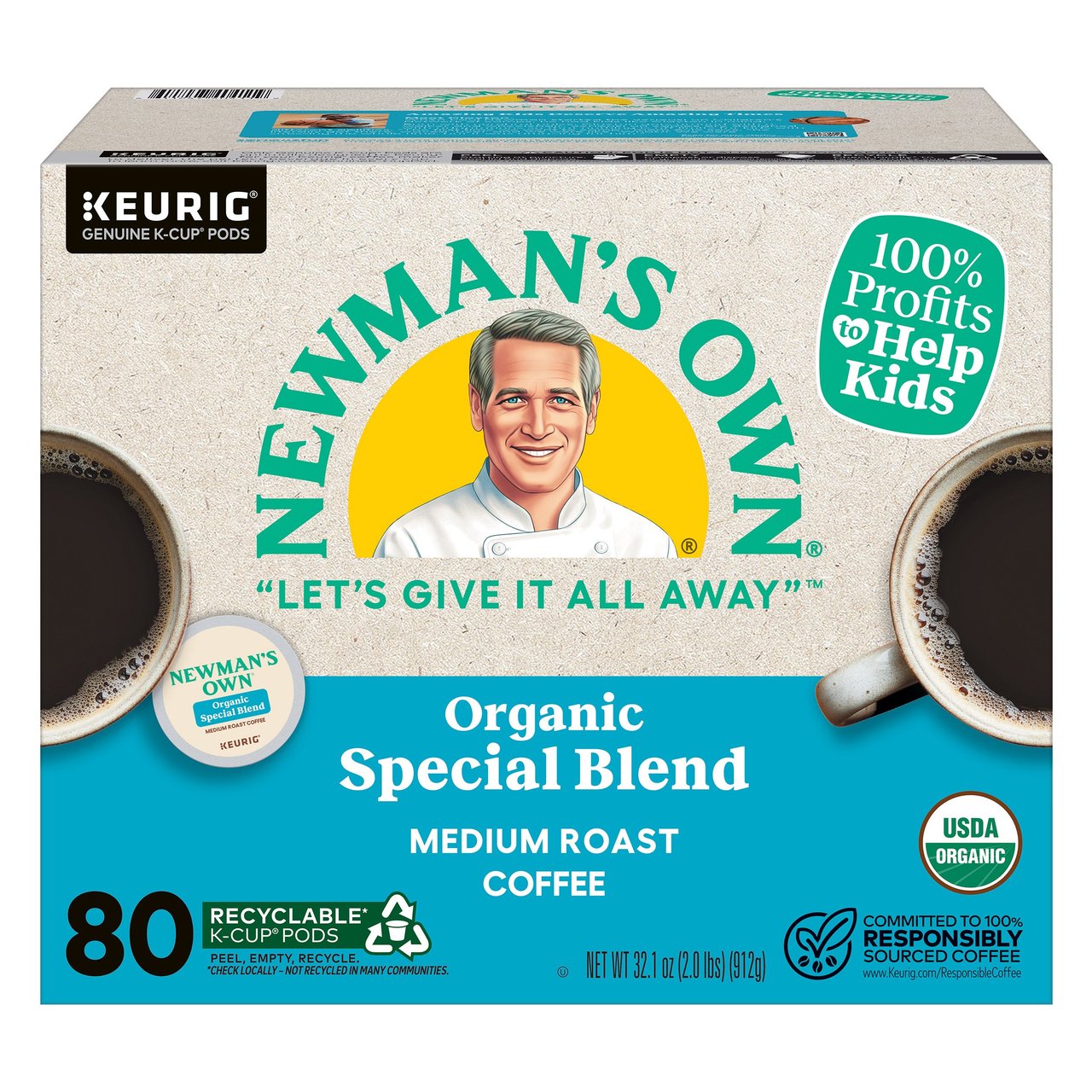 Newman's Own Organics Special Blend Medium Roast Organic 80 Count K-Cup Pods - Image 1