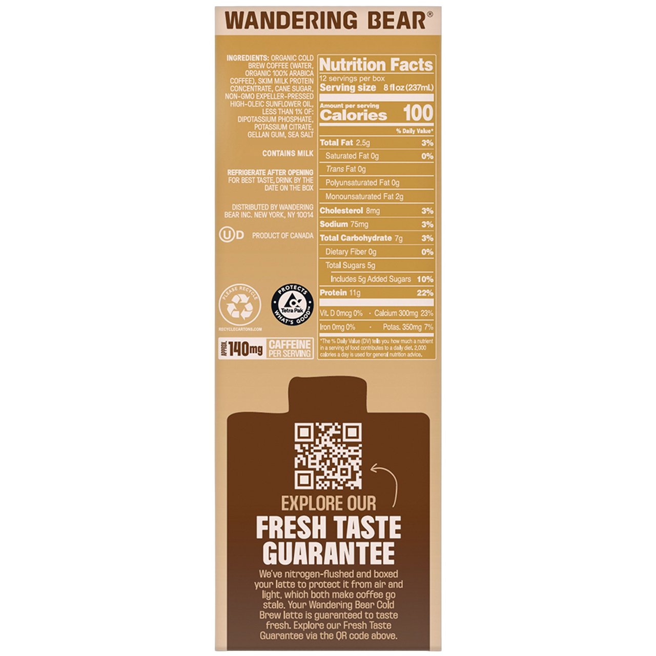 Wandering Bear Coffee Protein Latte, 3 x 32 fl oz (3 Quarts) - Image 1