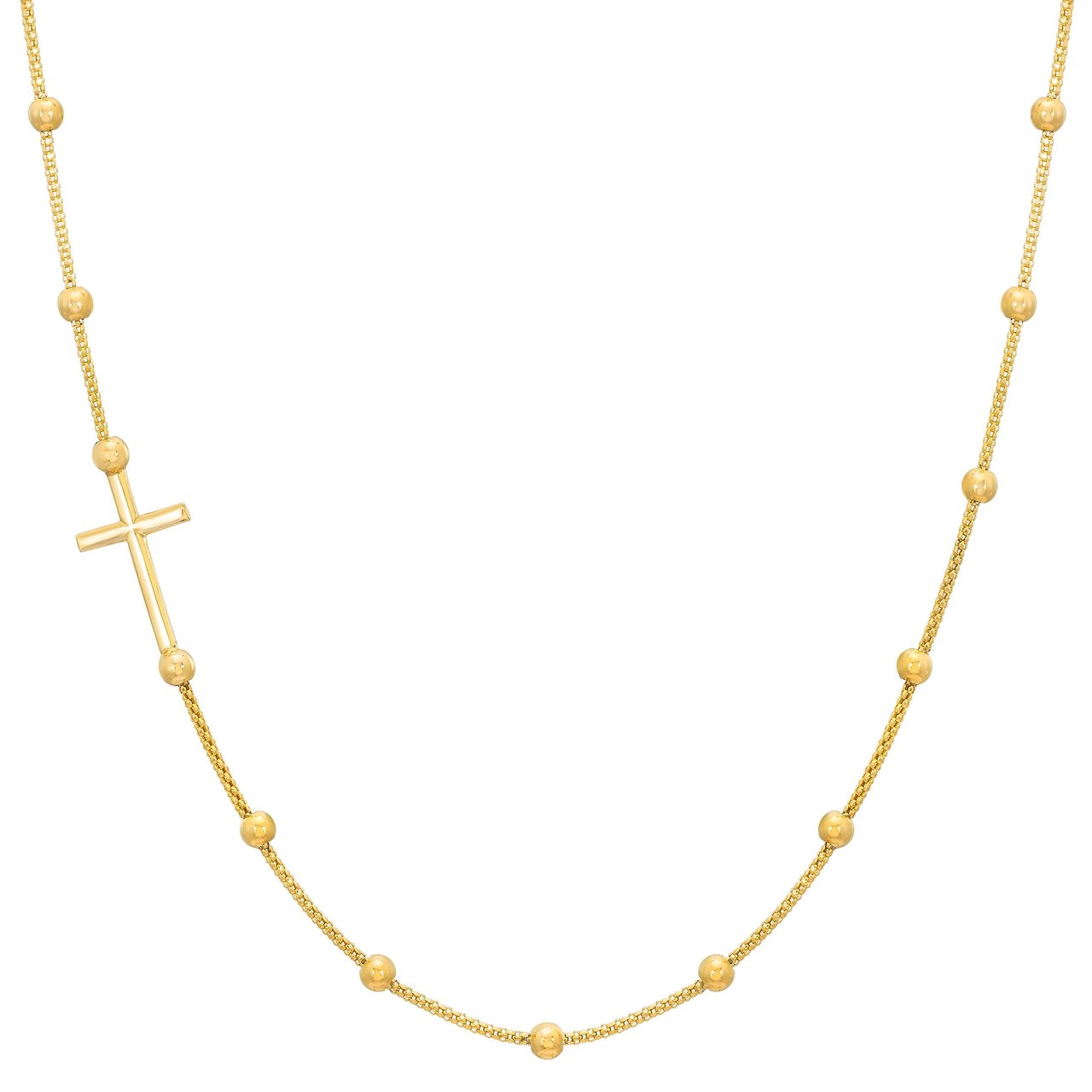 14kt Yellow Gold Cross Necklace 18" Made in Italy - Image 1