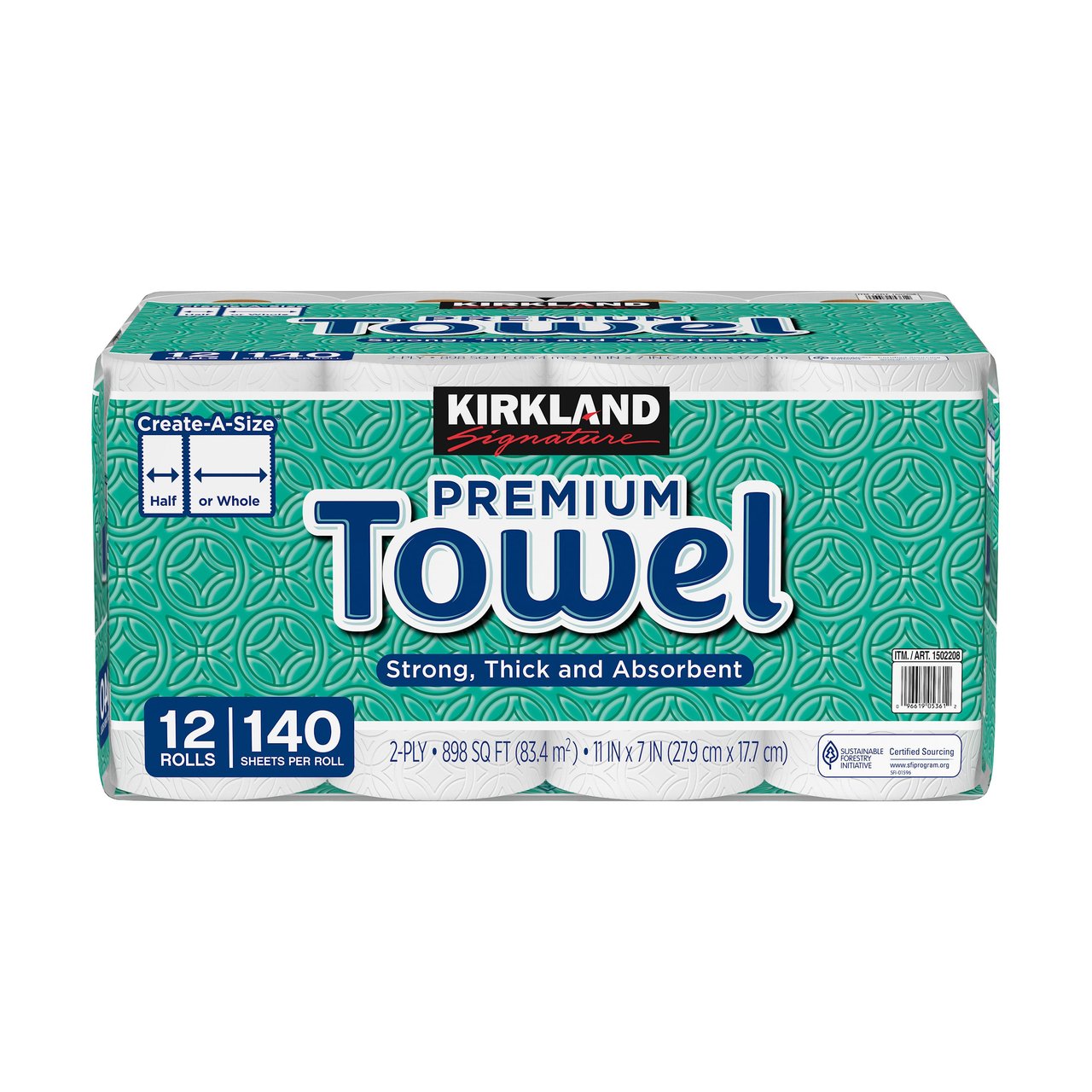 Kirkland Signature Create-A-Size Paper Towels, 12-Pack, 140 Sheets Per Roll - Image 1