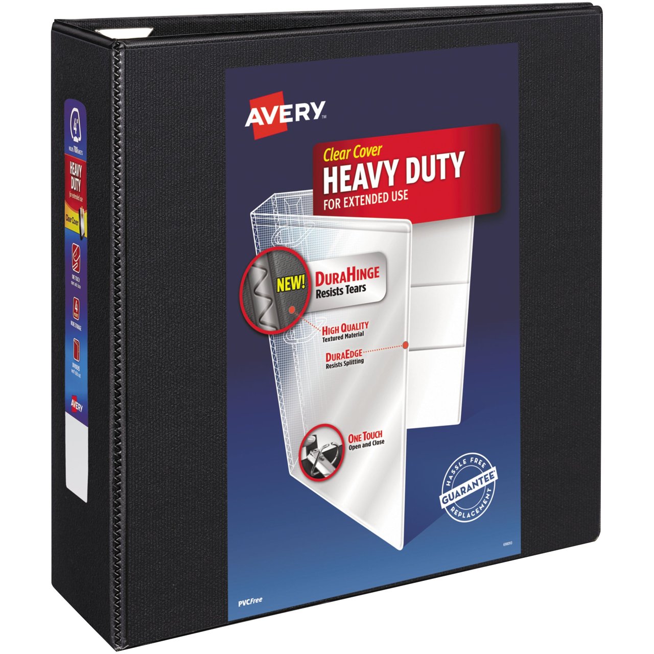 Avery Heavy-Duty View Binder, D-Ring, 4", Black (AVE79604) - Image 1