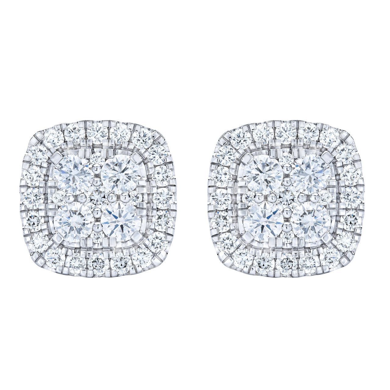 14kt White Gold VS2 I 1.50 ctw Round Diamond Halo Earrings - Image 1