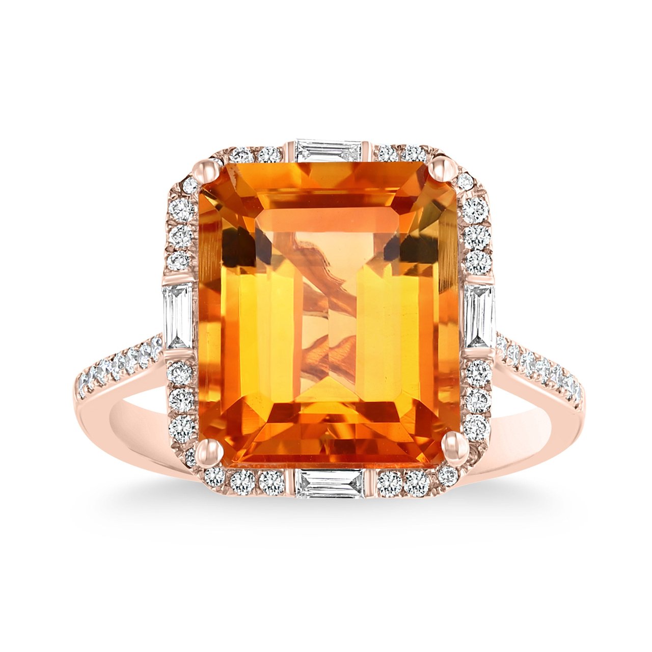 14kt Rose Gold VS2 I 0.25ctw Diamond & Madeira Citrine Ring - Image 1