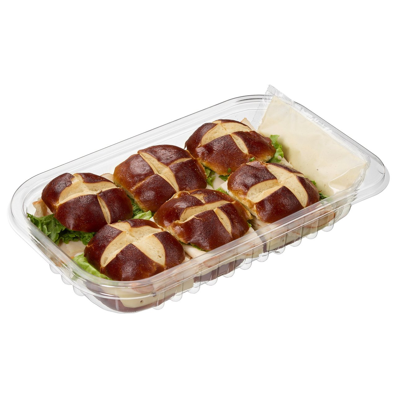 Chicken Sandwich on Pretzel Buns with Sauce (per lb) - Image 1