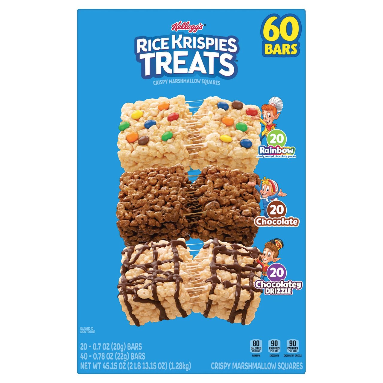 Kellogg's Rice Krispies Treats Chocolate Variety 60 Count, 0.78 oz (2.821 lbs) - Image 1