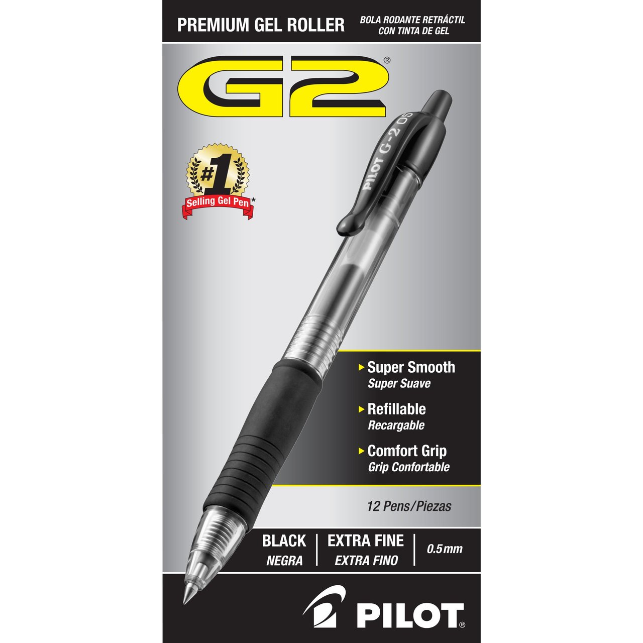 Pilot G2 Gel Extra Fine Point Black Pens, 12-Pack (PIL31002) - Image 1