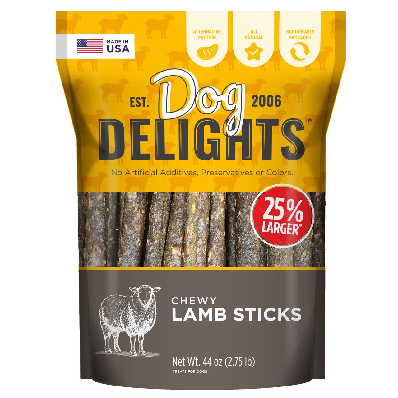 Dog Delights Chewy Lamb Sticks 2.75 Pounds - Image 1