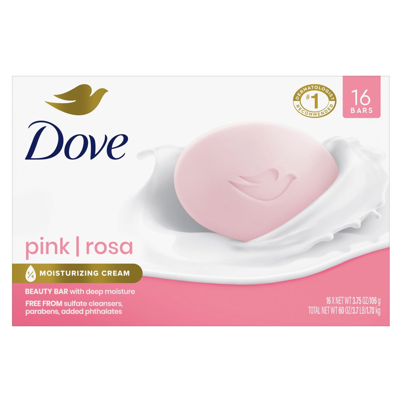 Dove Pink Beauty Bar Soap 16 Pack, 3.75 oz