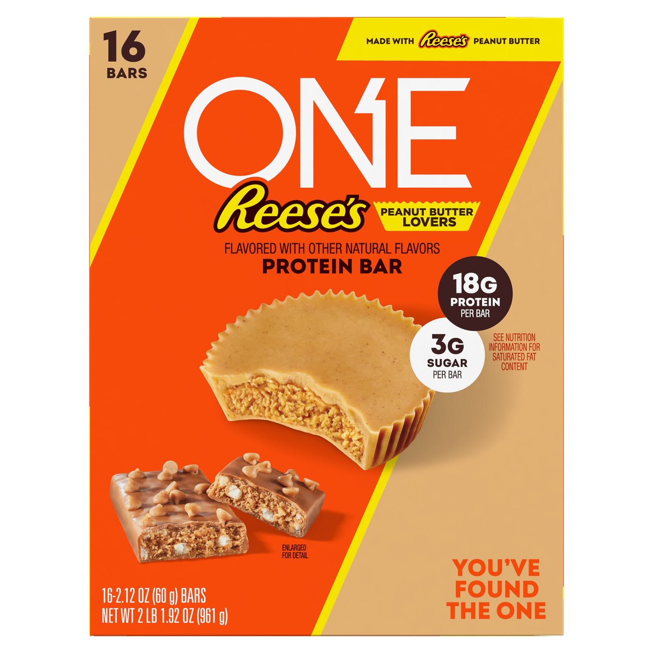 Reese's ONE Peanut Butter Lovers Protein Bar, 16/2.12 oz - Image 1