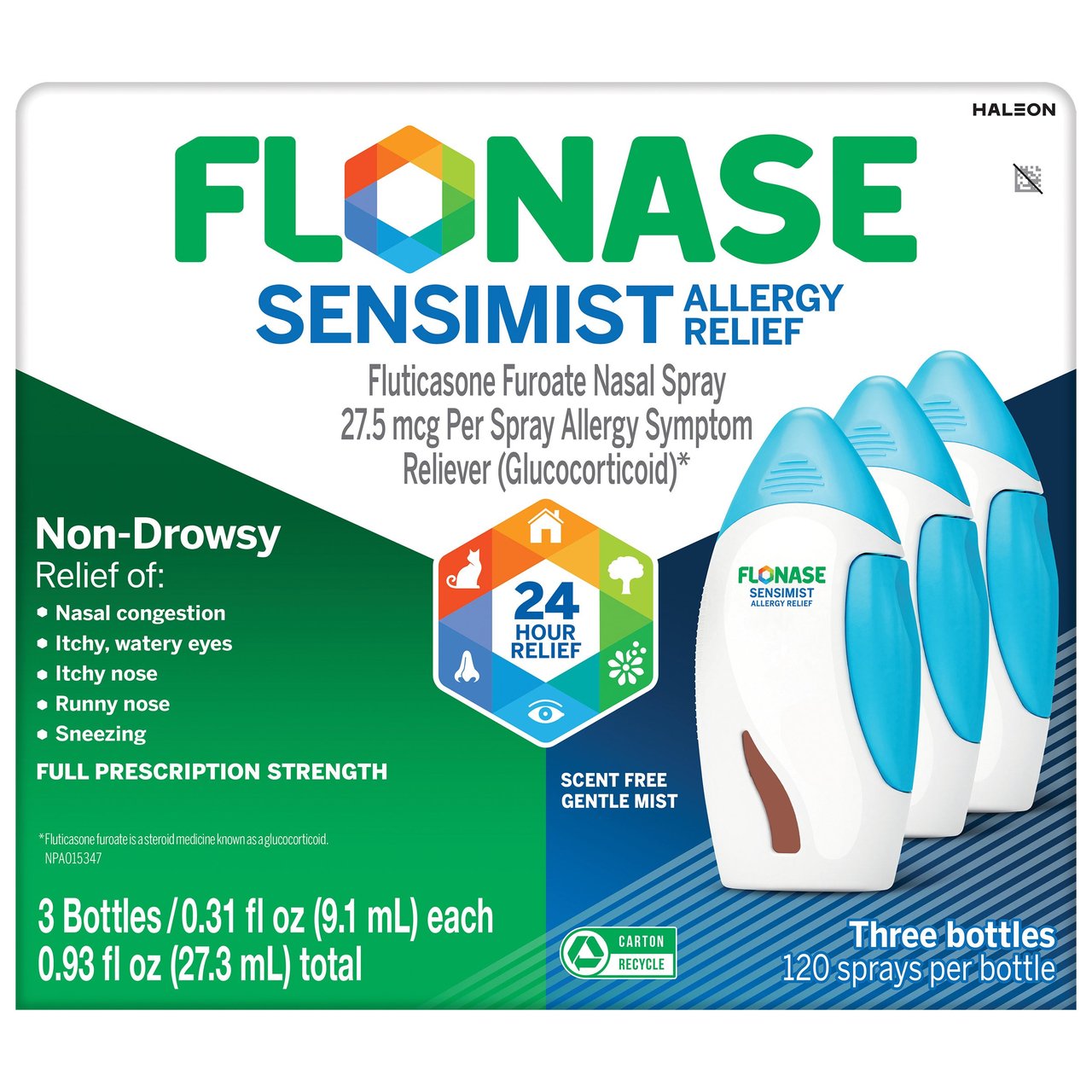 Flonase Sensimist Allergy Relief 3 x 120 Metered Sprays - Image 1