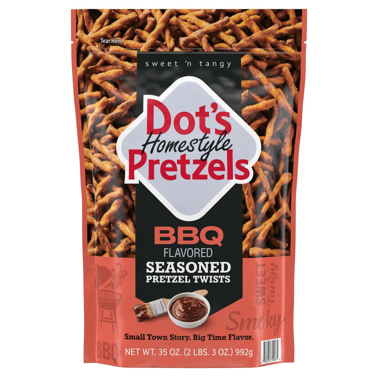 Dot's Homestyle Pretzels BBQ Seasoned Pretzel Twists, 35 Ounces - Image 1