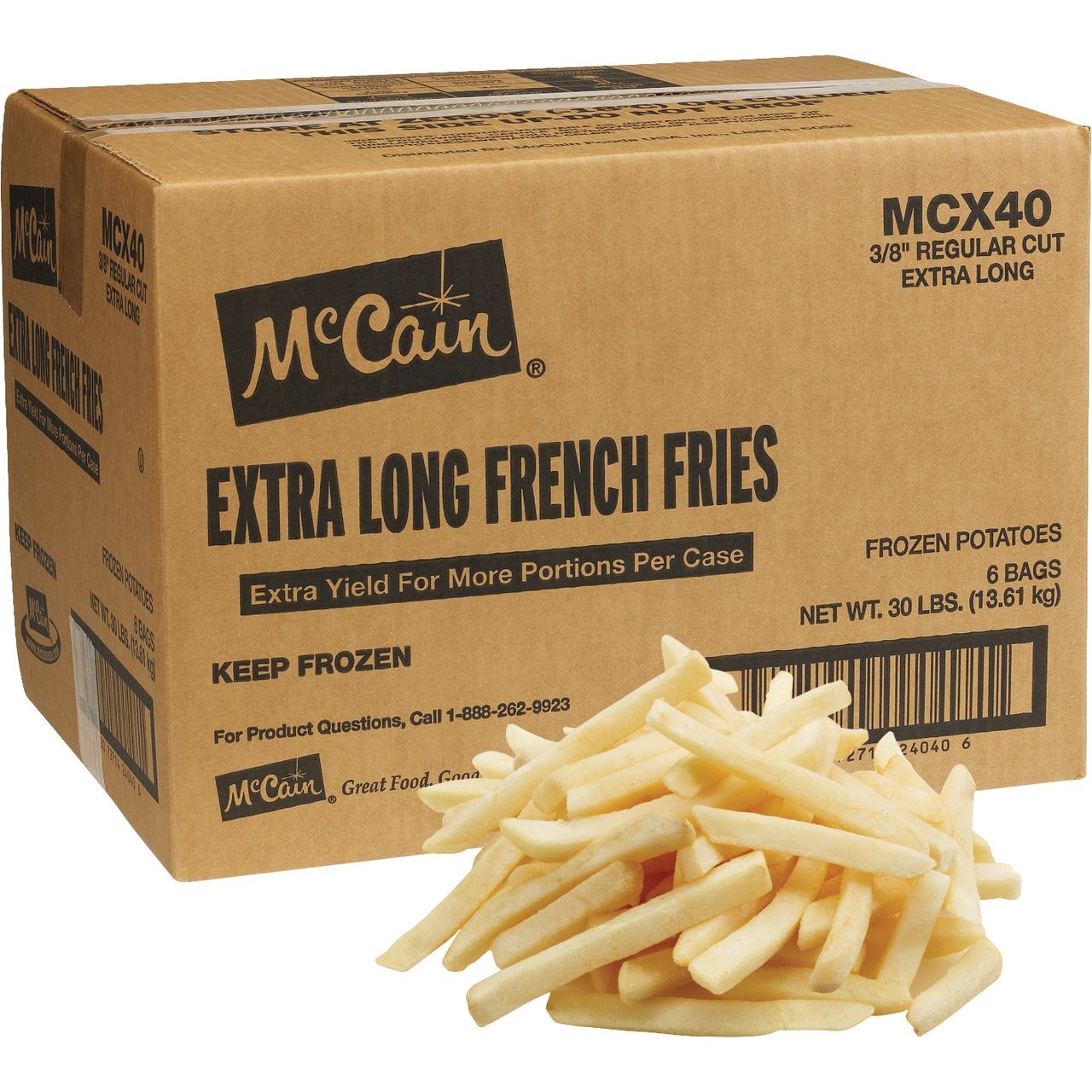 McCain 3/8" Straight Cut Fries, Extra Long, 6/5 lb