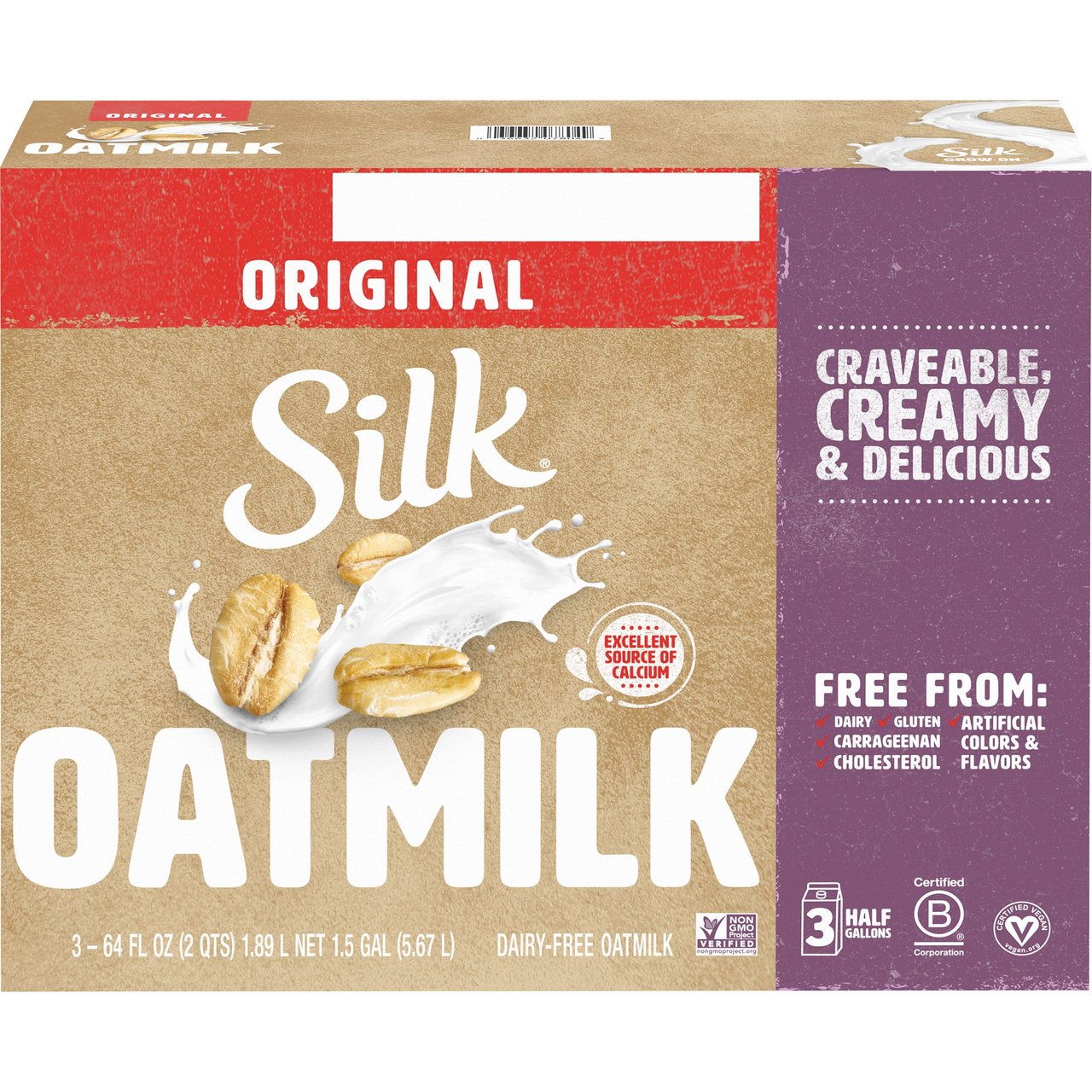 Silk Oatmilk Original, 64 fl oz, 3-Count - Image 1