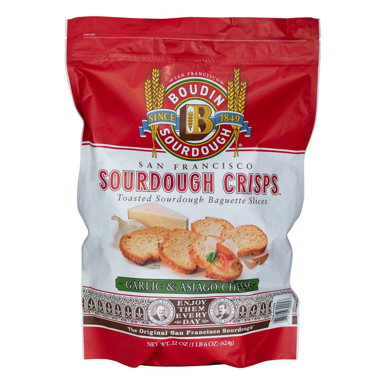 Boudin Garlic Asiago Crisps 22 Ounce Bag - Image 1