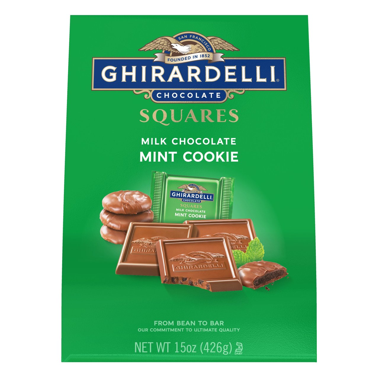 Ghirardelli Milk Chocolate Mint Cookie Squares, 15 Ounces - Image 1