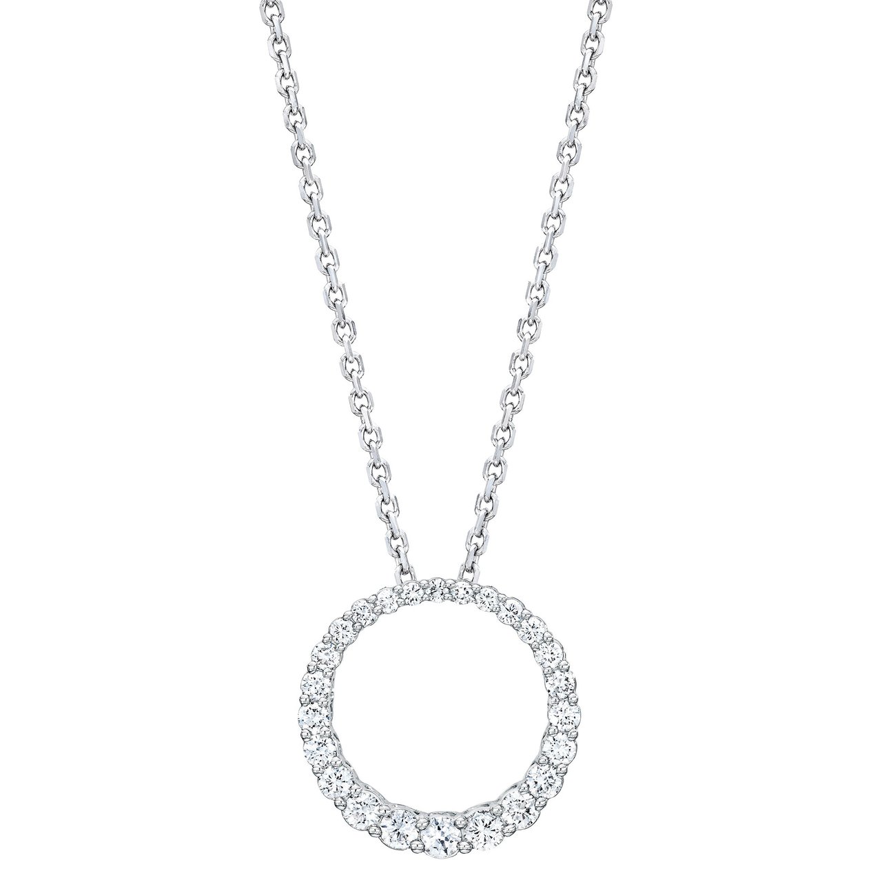 14K White Gold VS2 I 0.50ctw Round Diamond Circle Pendant - Image 1