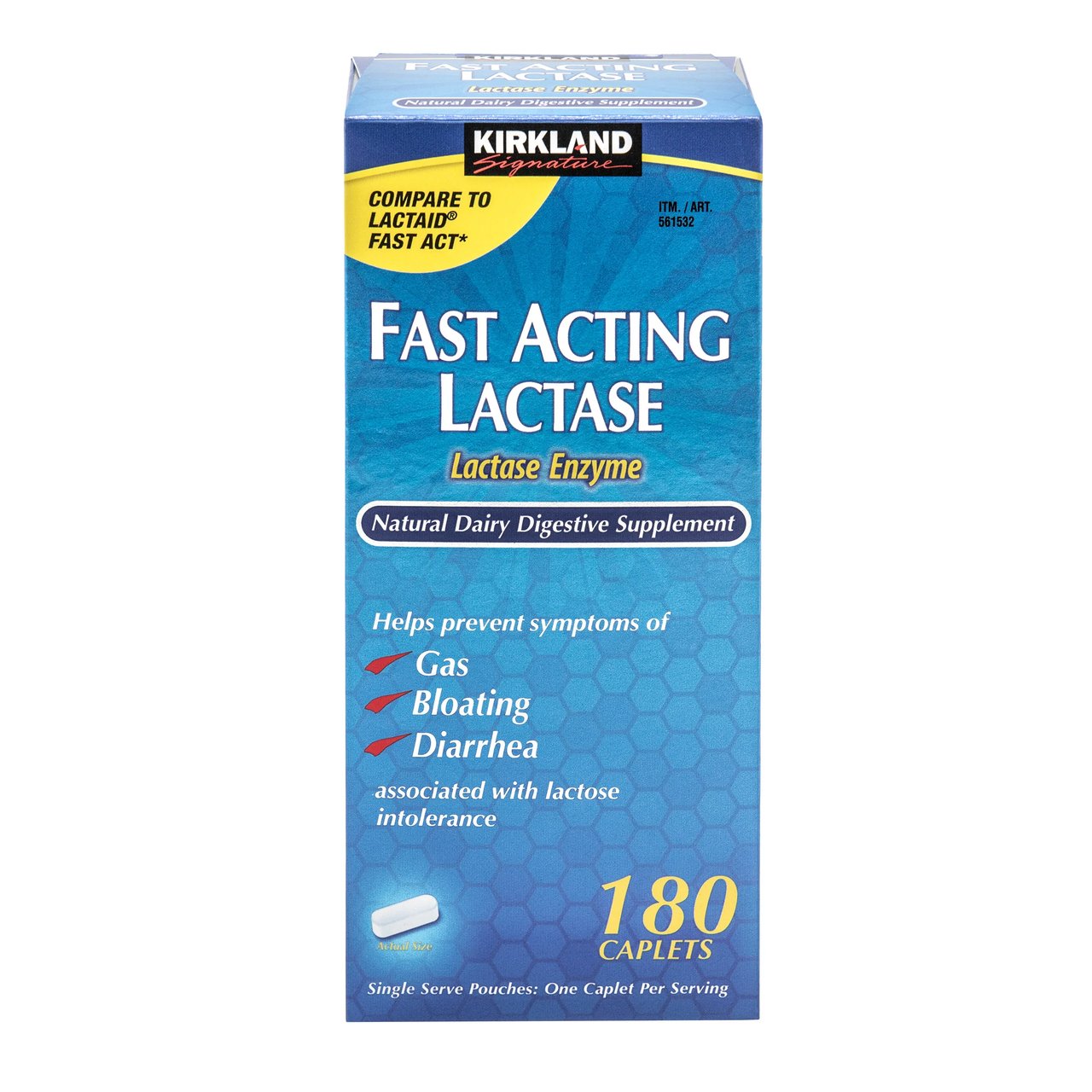 Kirkland Signature Fast Acting Lactase Caplets 180 Count - Image 1