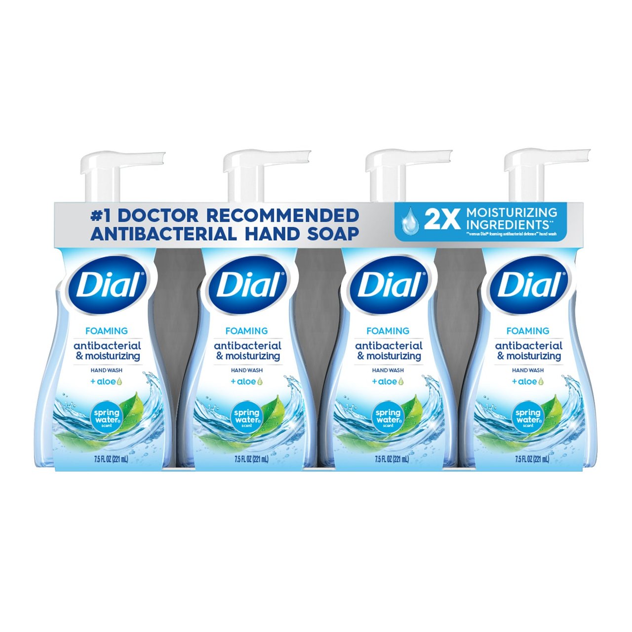 Dial Foaming Hand Soap Spring Water, 4 × 7.5 fl oz - Image 1