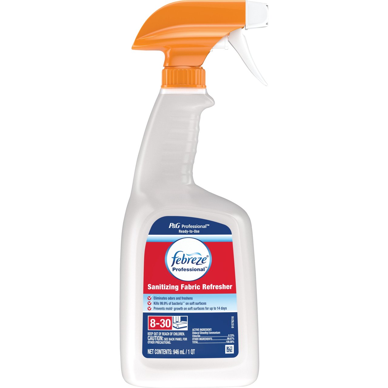 Febreze Professional Sanitizing Fabric Refresher, Light Scent, 32 oz Spray Bottle, 6-Count (PGC07309) - Image 1