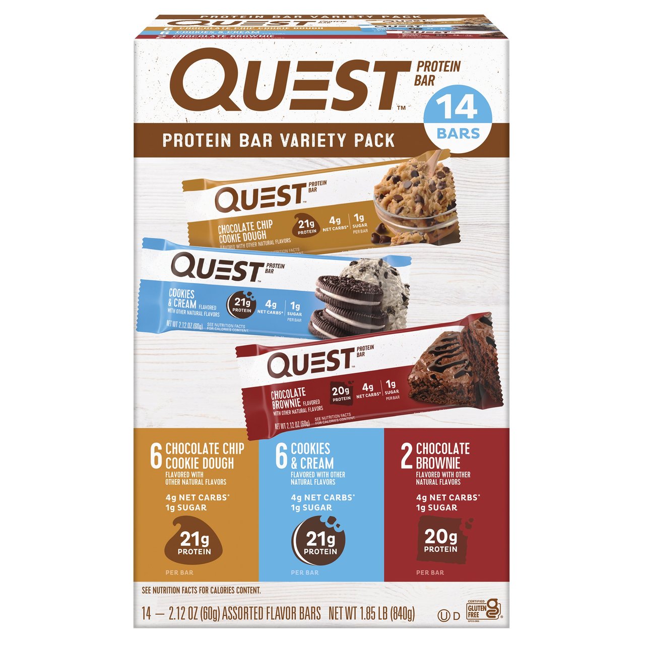 Quest Protein Bars Variety Pack, 14 Count - Image 1