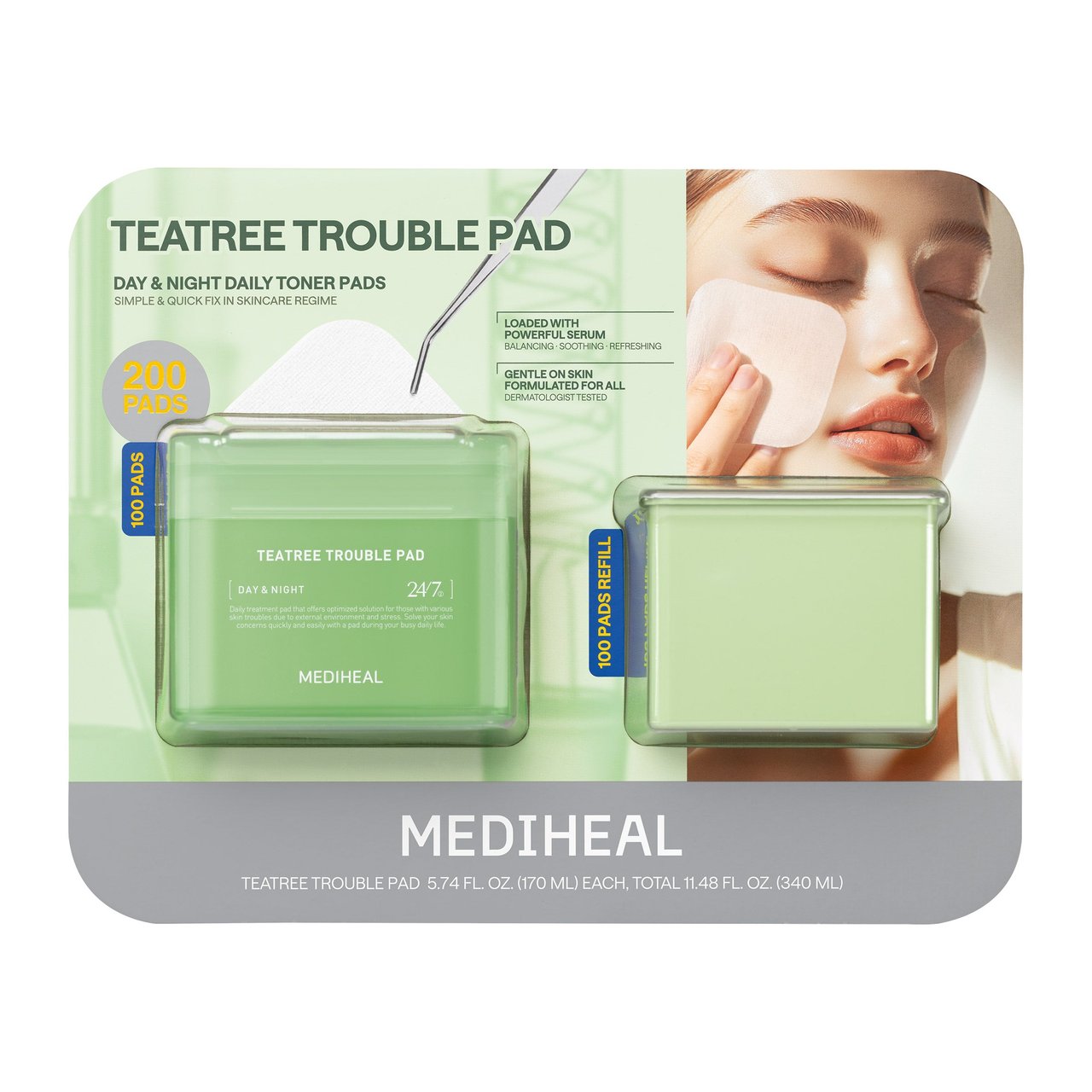 Mediheal Teatree Trouble Pad Refill Set, 100 + 100 Sheets - Image 1