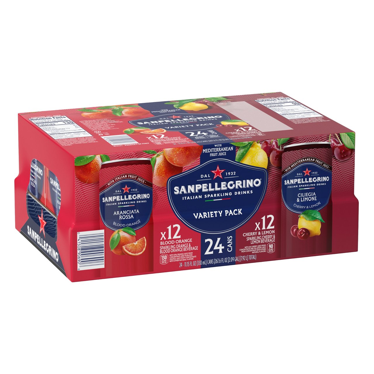 San Pellegrino Blood Orange & Cherry Lemon Variety Pack, 24 Pack, 11.15 fl oz - Image 1