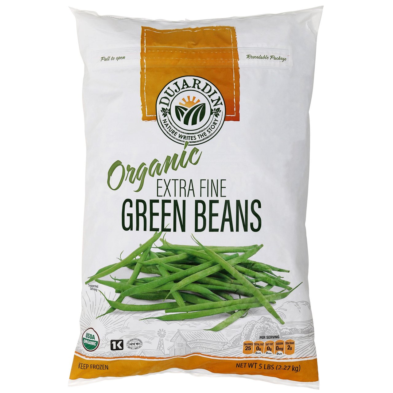 Dujardin Organic Extra Fine Green Beans, 5 lbs - Image 1
