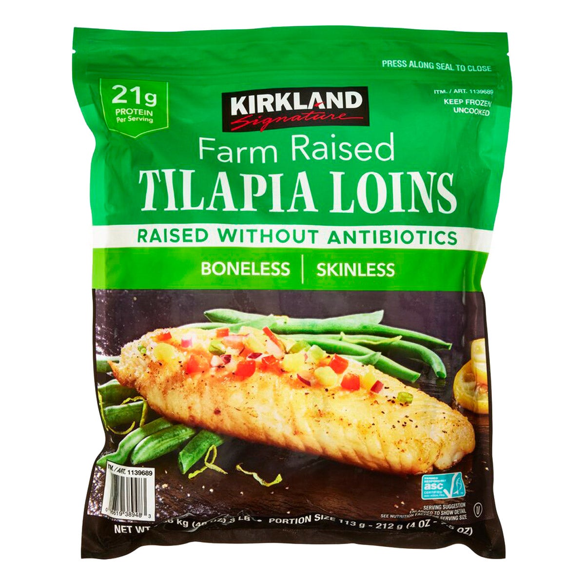 Kirkland Signature Farm Raised Tilapia Loins 3 Pounds - Image 1
