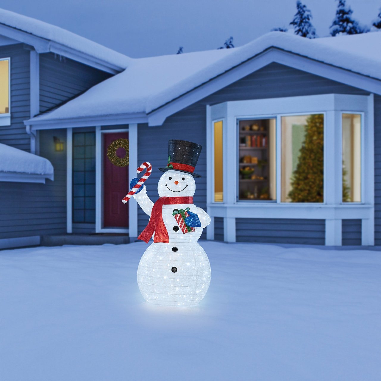 84" Pop-Up Snowman with LED Twinkle Lights