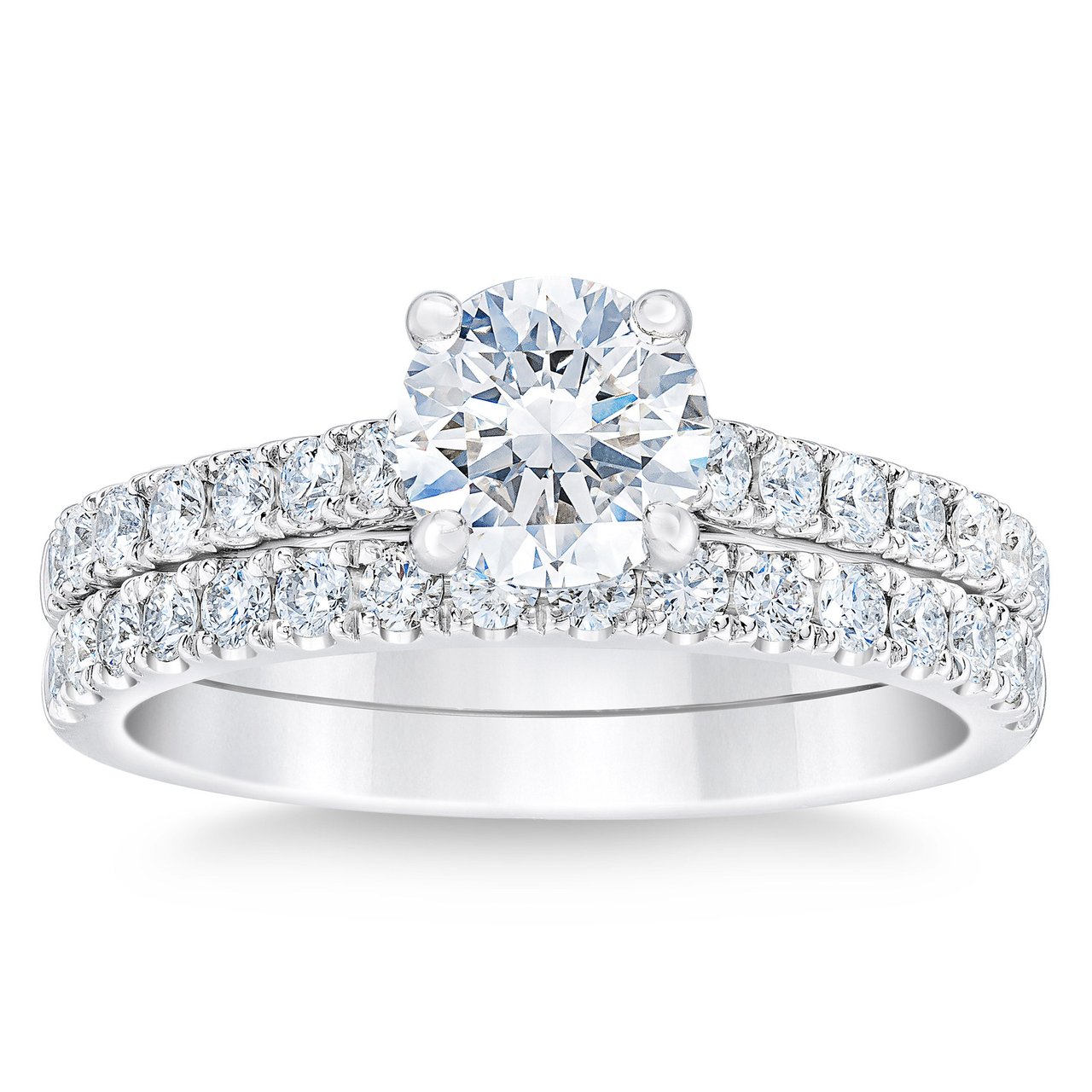1.98 CTW Round Diamond Platinum Wedding Set, 1.25 CT Center, VS1 Clarity, I Color - Image 1