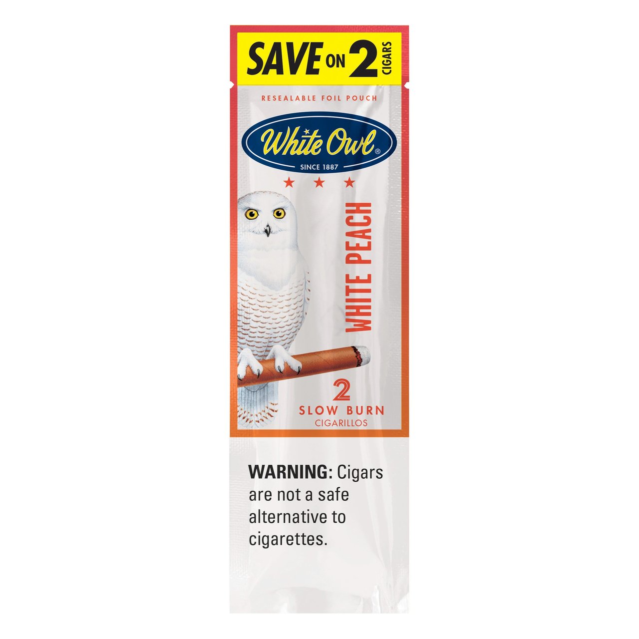 White Owl White Peach Cigarillos, 30 Packs of 2