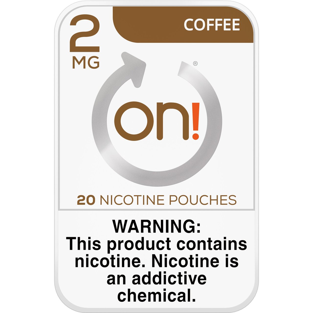 On! Coffee 2mg Nicotine Pouches, 5-Can Roll (20 Pouches per Can)