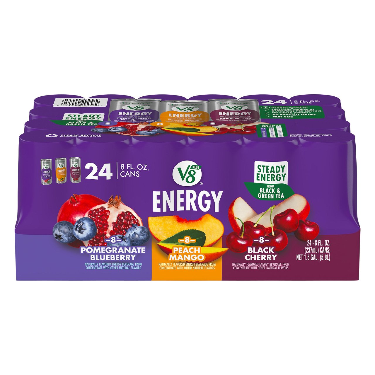 V8 Plus Energy Variety Pack, 24 Count, 8 oz Cans - Image 1