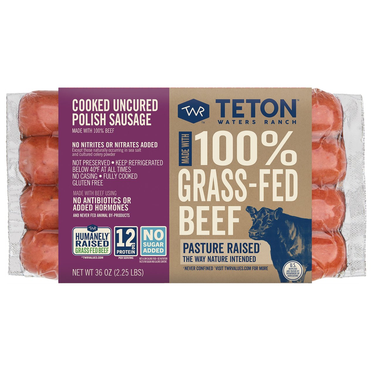 Teton Waters Ranch 100% Grass Fed Beef Polish Sausage 2.25 lb - Image 1