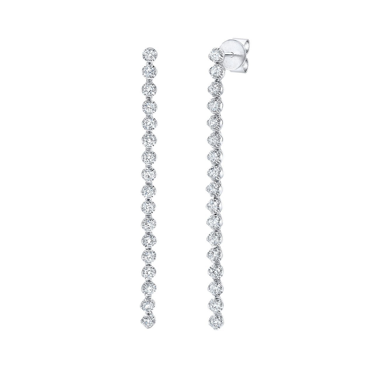 14kt White Gold VS2 I 0.93 CTW Round Diamond Strand Earrings - Image 1