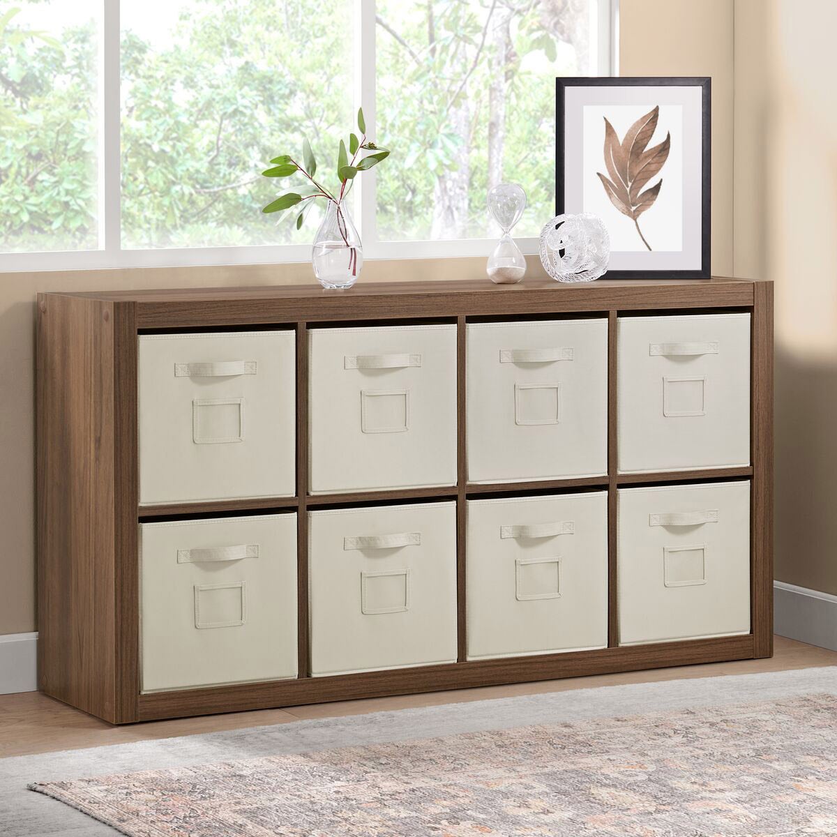 O'nin Room Divider with 8 Storage Bins (Brown) - Image 1