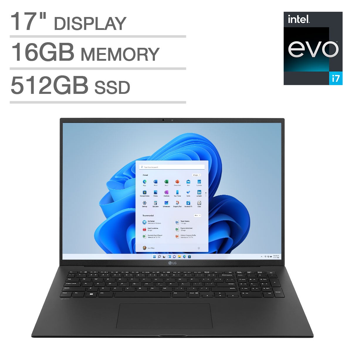 LG gram 17" Intel Evo Platform Laptop - 13th Gen Intel Core i7, 16GB RAM, 512GB SSD, Windows 11 - Image 1