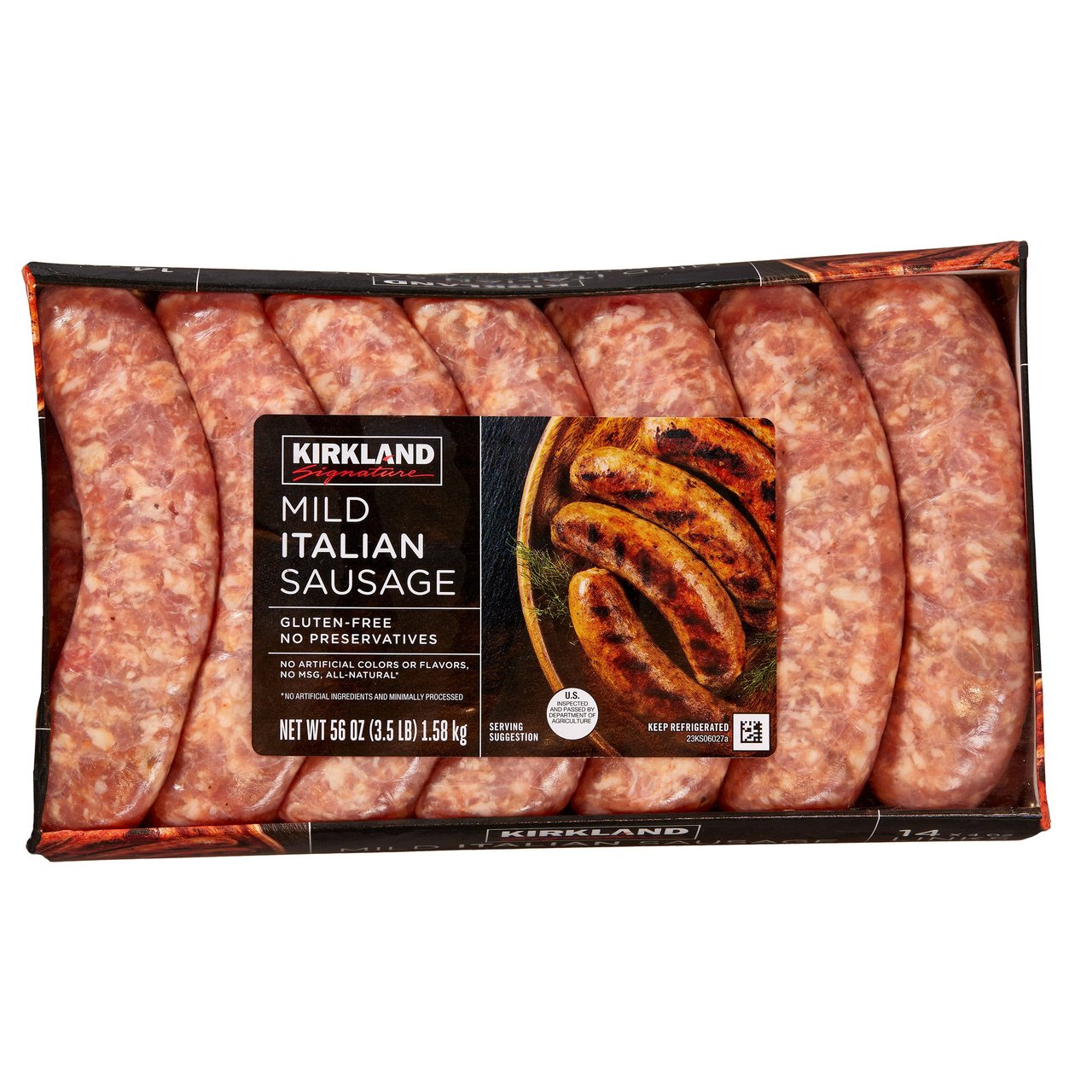 Kirkland Signature Mild Italian Sausage 56 Ounce Package