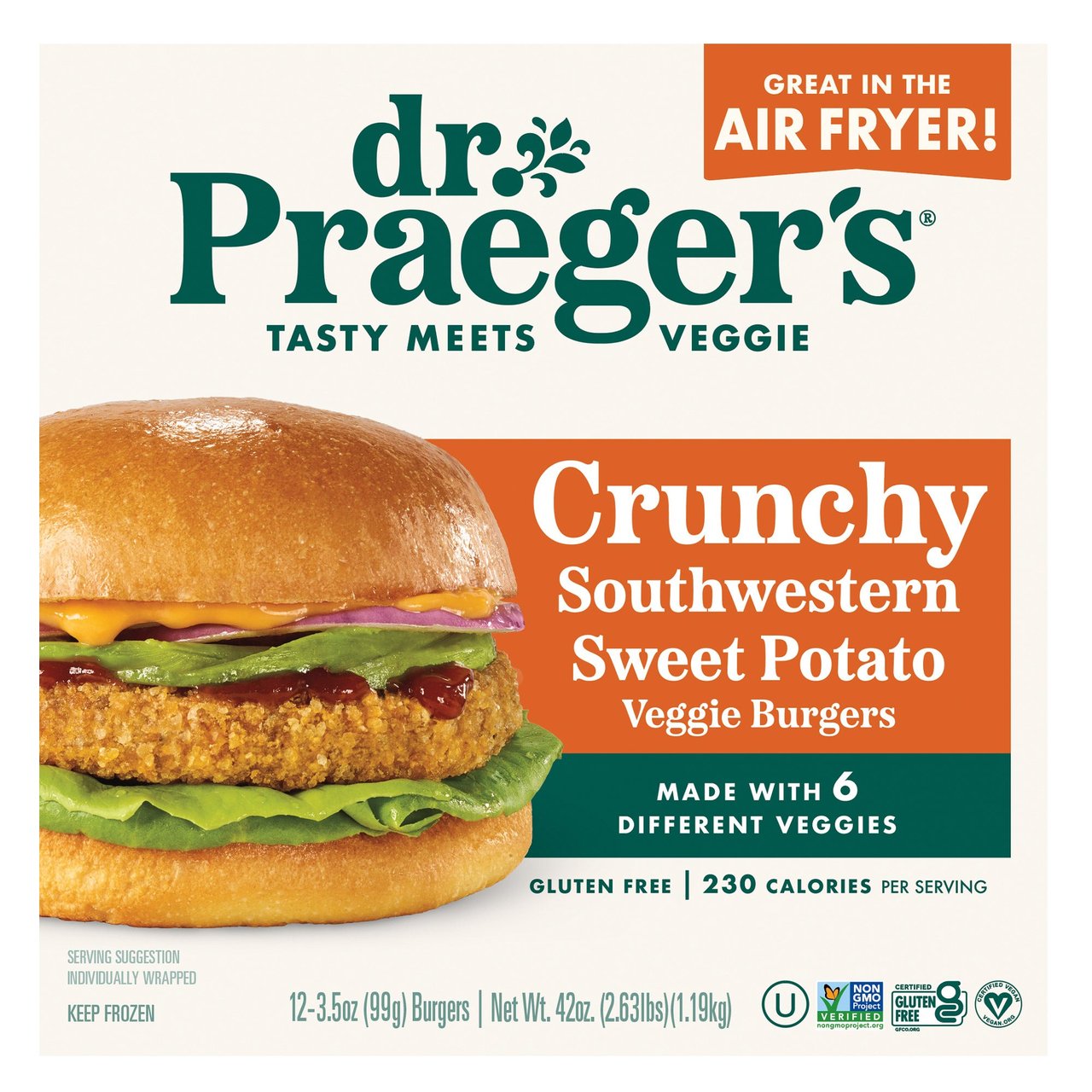 Dr. Praeger's Crunchy Southwestern Sweet Potato Veggie Burger 42 Oz Package - Image 1