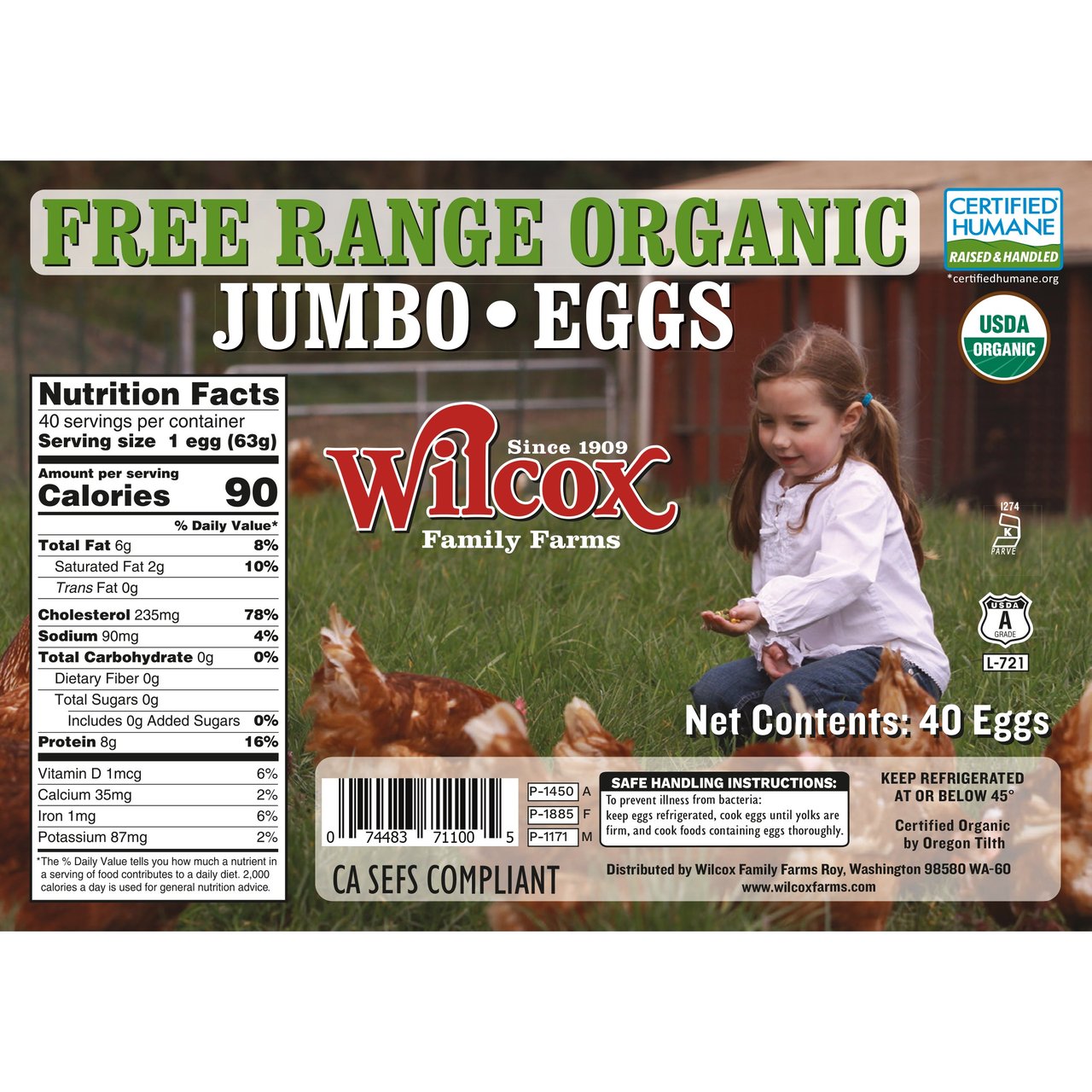 Wilcox Organic Jumbo Eggs, Free Range, 40 ct