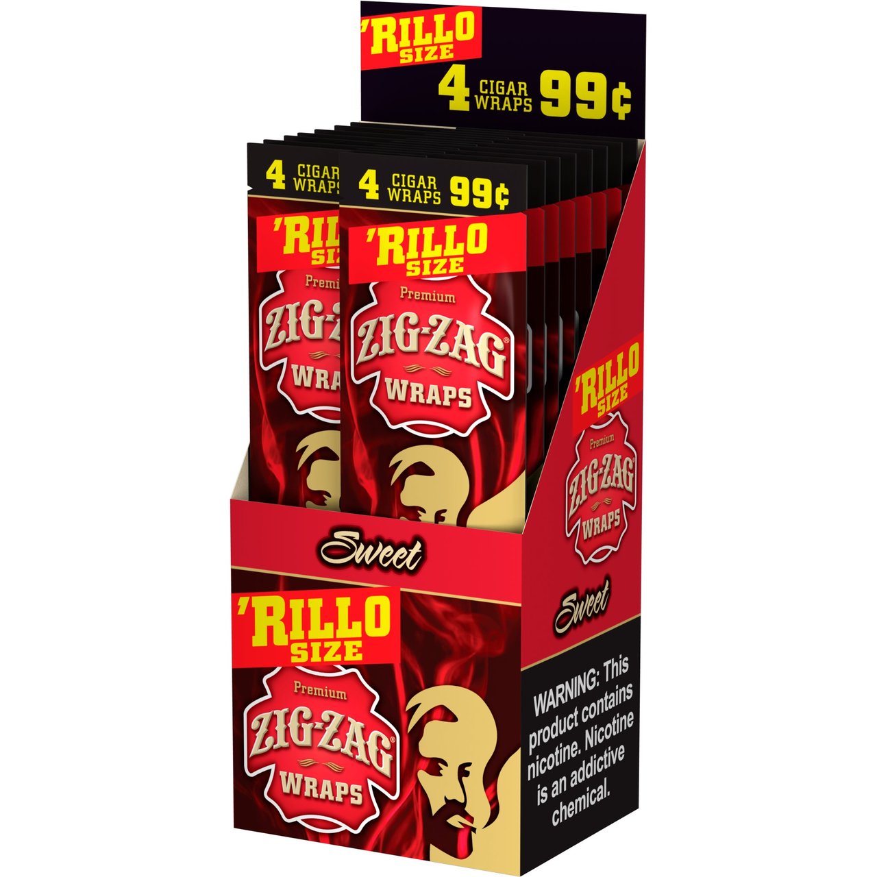 Zig-Zag Cigar Wraps Rillo Size Sweet 4/$0.99 - 15 Pouches of 4