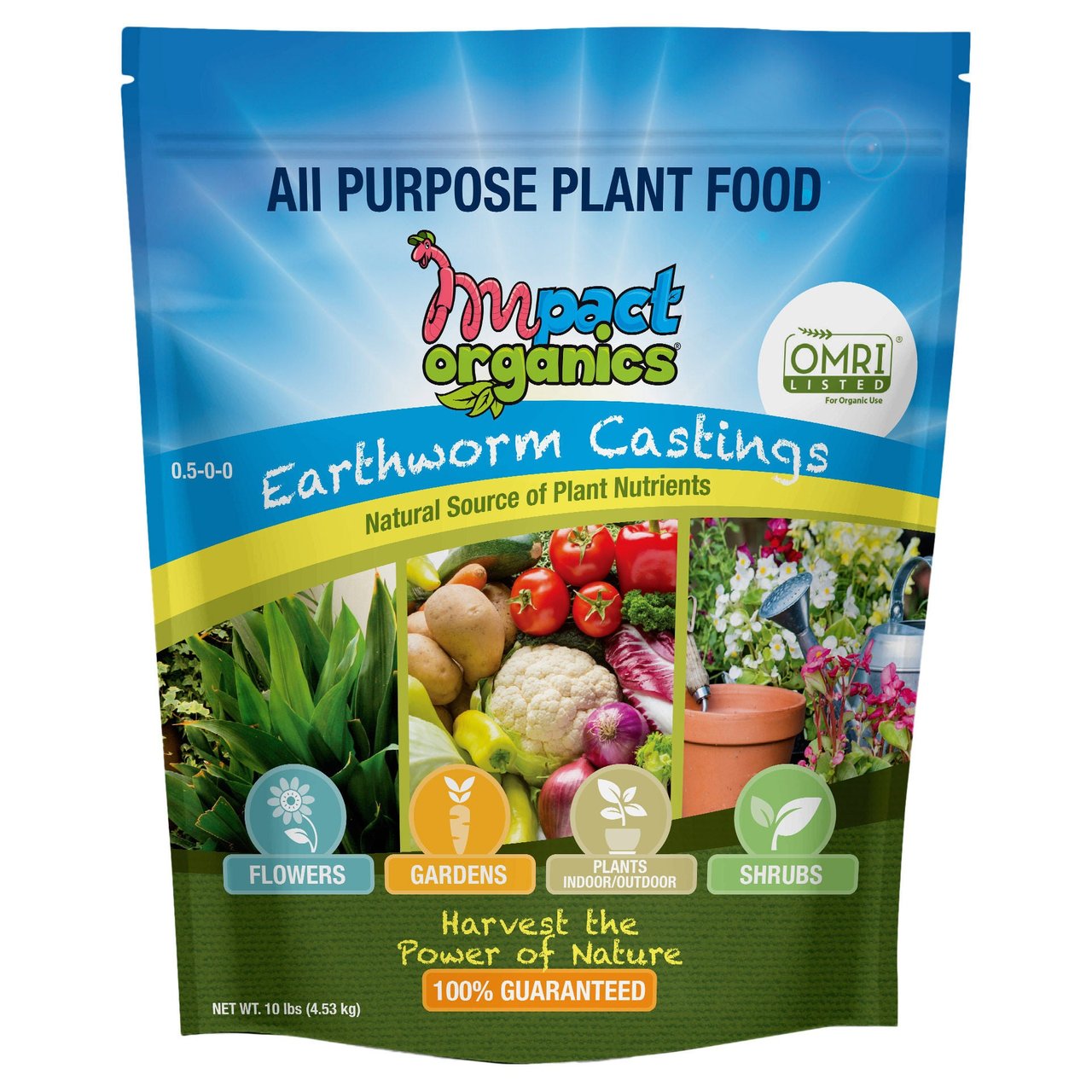 Impact Organics Earthworm Castings Plant Food, 10 lb - Image 1