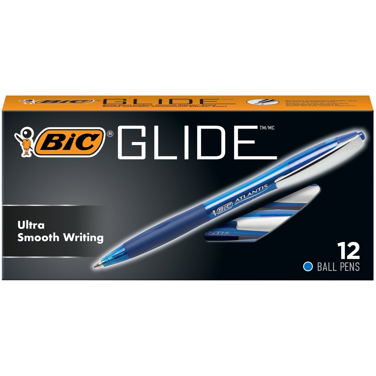 BIC Glide Medium Retractable Ballpoint Pen, Blue Ink, 24-Count - Image 1