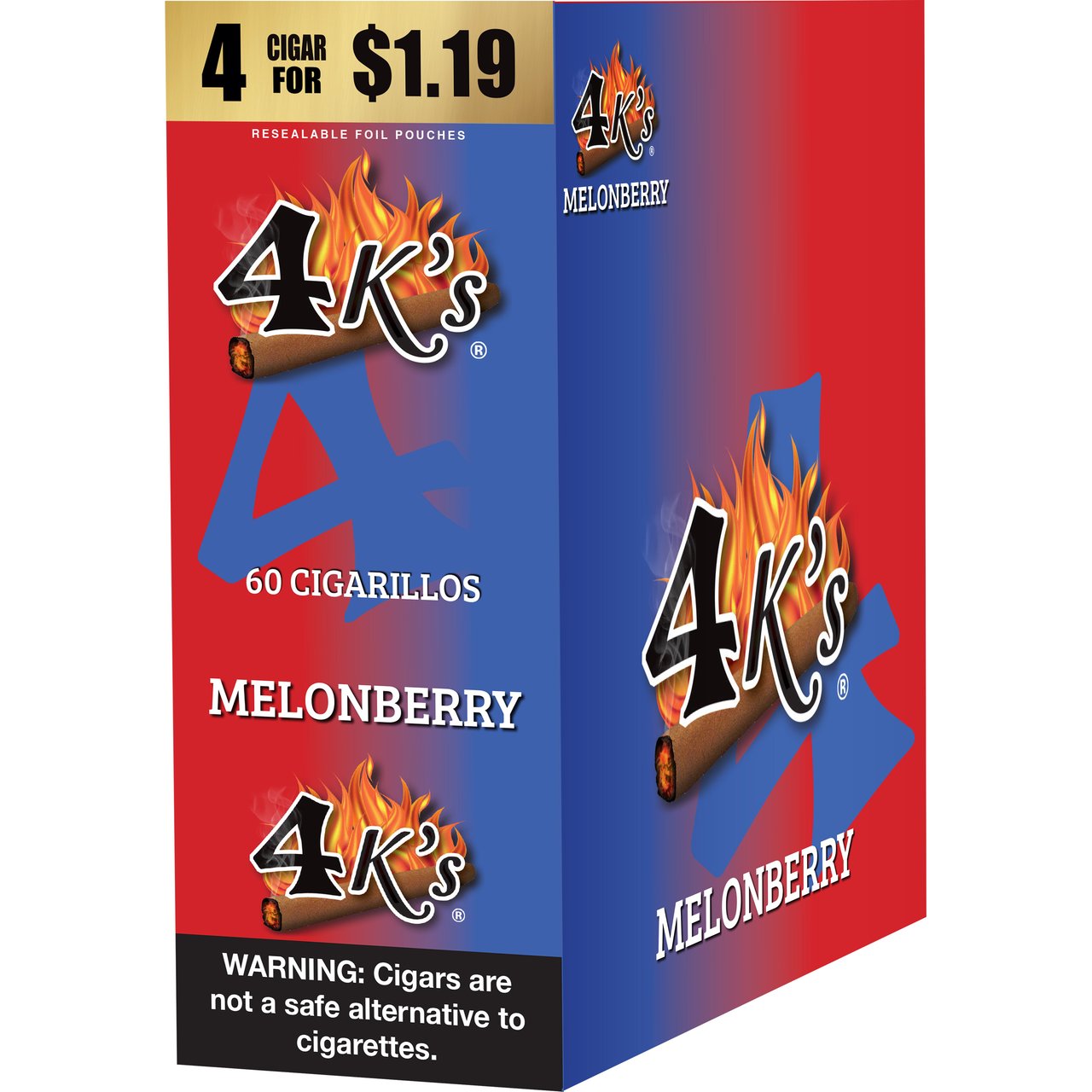 4K's Melonberry Cigarillos, 15 Pouches, 4 ct, $1.19 Per Pouch - Image 1