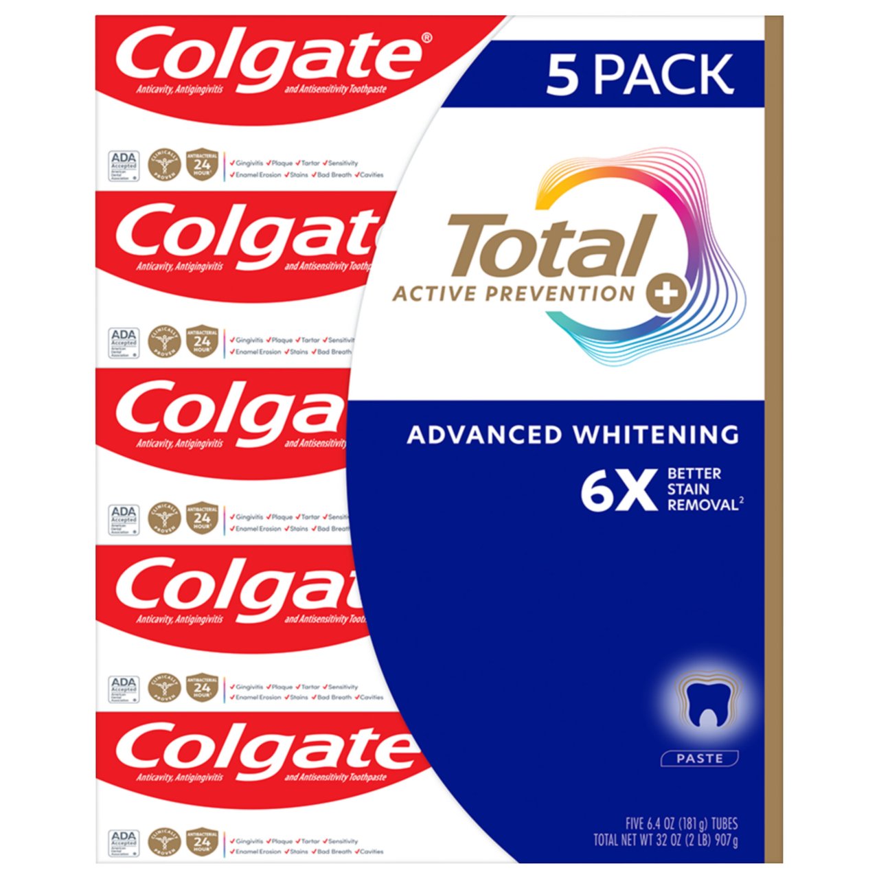 Colgate Total Active Prevention Toothpaste, 5-Pack 6.4oz - Image 1